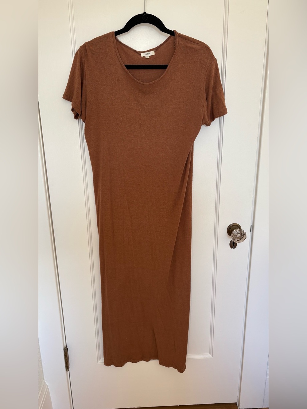Ozma raw silk tshirt dress terracotta size S